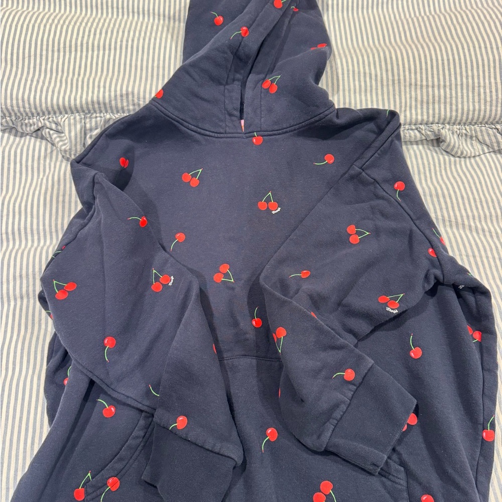Navy Cherry Print starfit Hoodie Sweatshirt